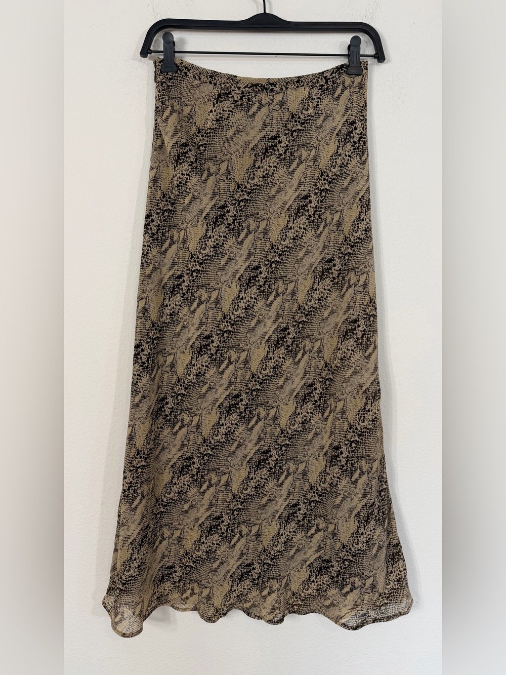 Vintage Ann Taylor Silk Two Piece Skirt Set Brown Snakeskin Cami Midi Size 2/4 - Picture 16 of 16